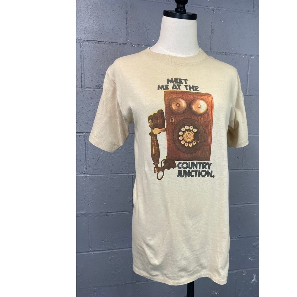 Vintage 80s Meet Me At The Country Junction Single Stitch T-shirt Antique Phone